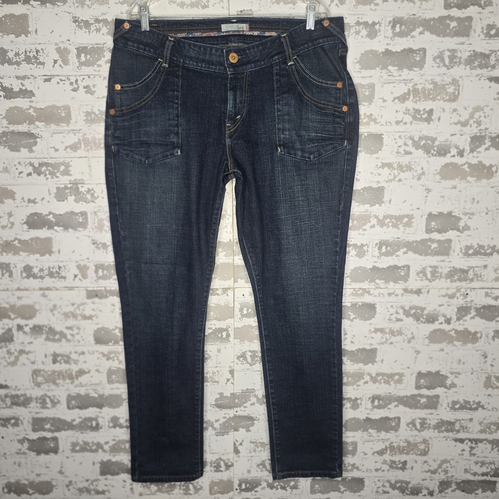 Levis 504 Jeans Womens 18M Slouch Skinny Medium Blue Wash Stretch Denim VTG Y2K